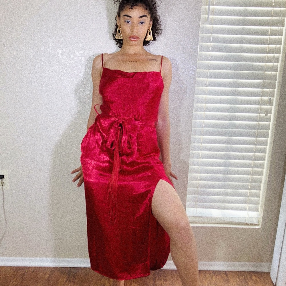 Red silk dress